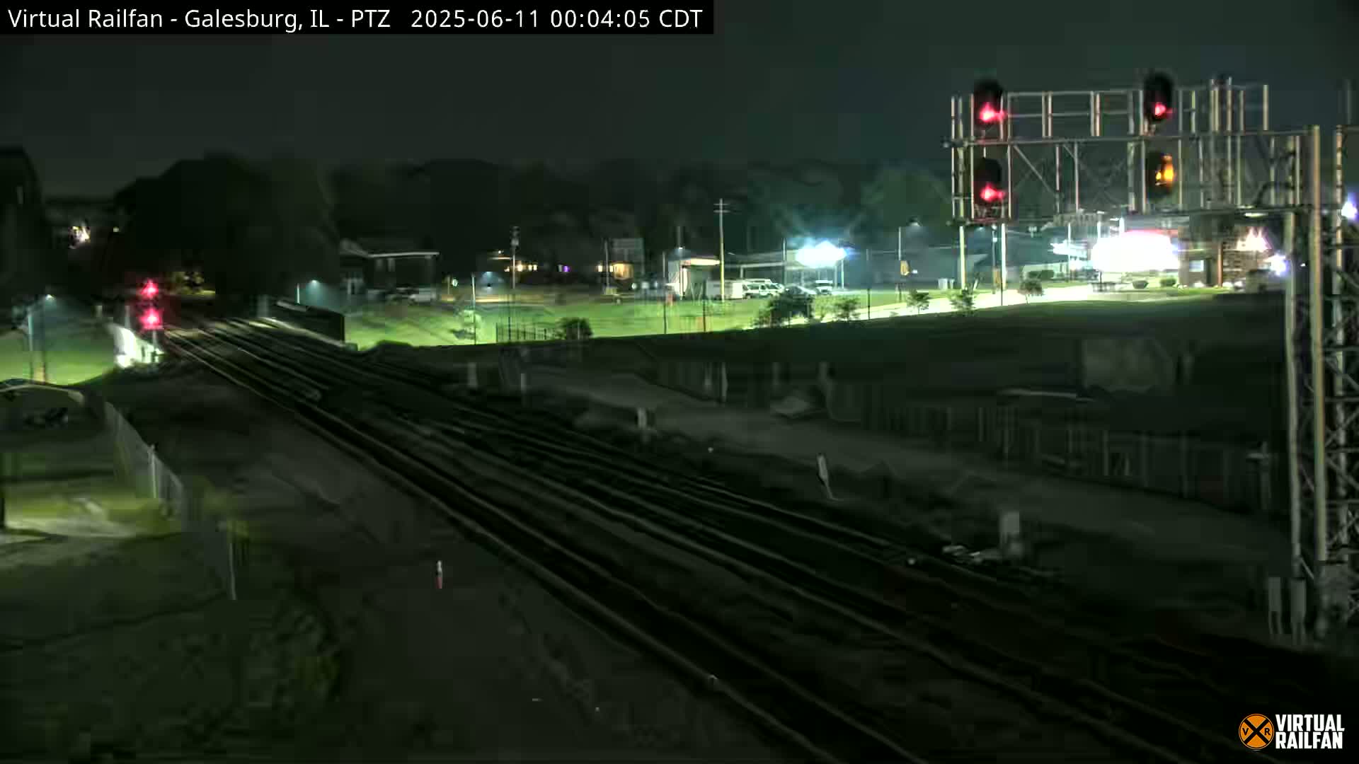 Galesburg City Skyline & Galesburg  Railway Station Railroad Crossing Junction Live Cam- Galesburg, Knox, Illinois, USA