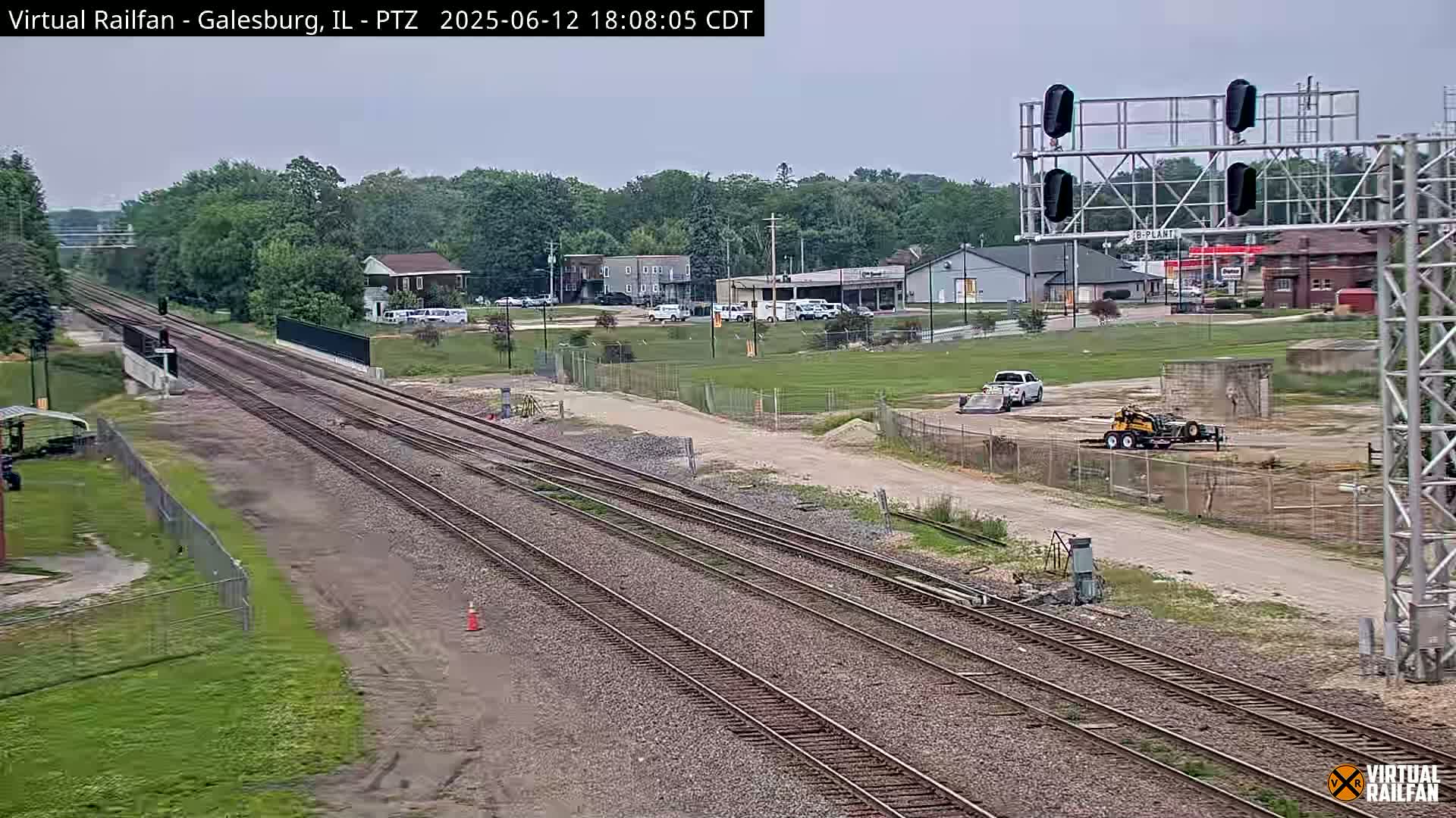 Galesburg City Skyline & Galesburg  Railway Station Railroad Crossing Junction Live Cam- Galesburg, Knox, Illinois, USA