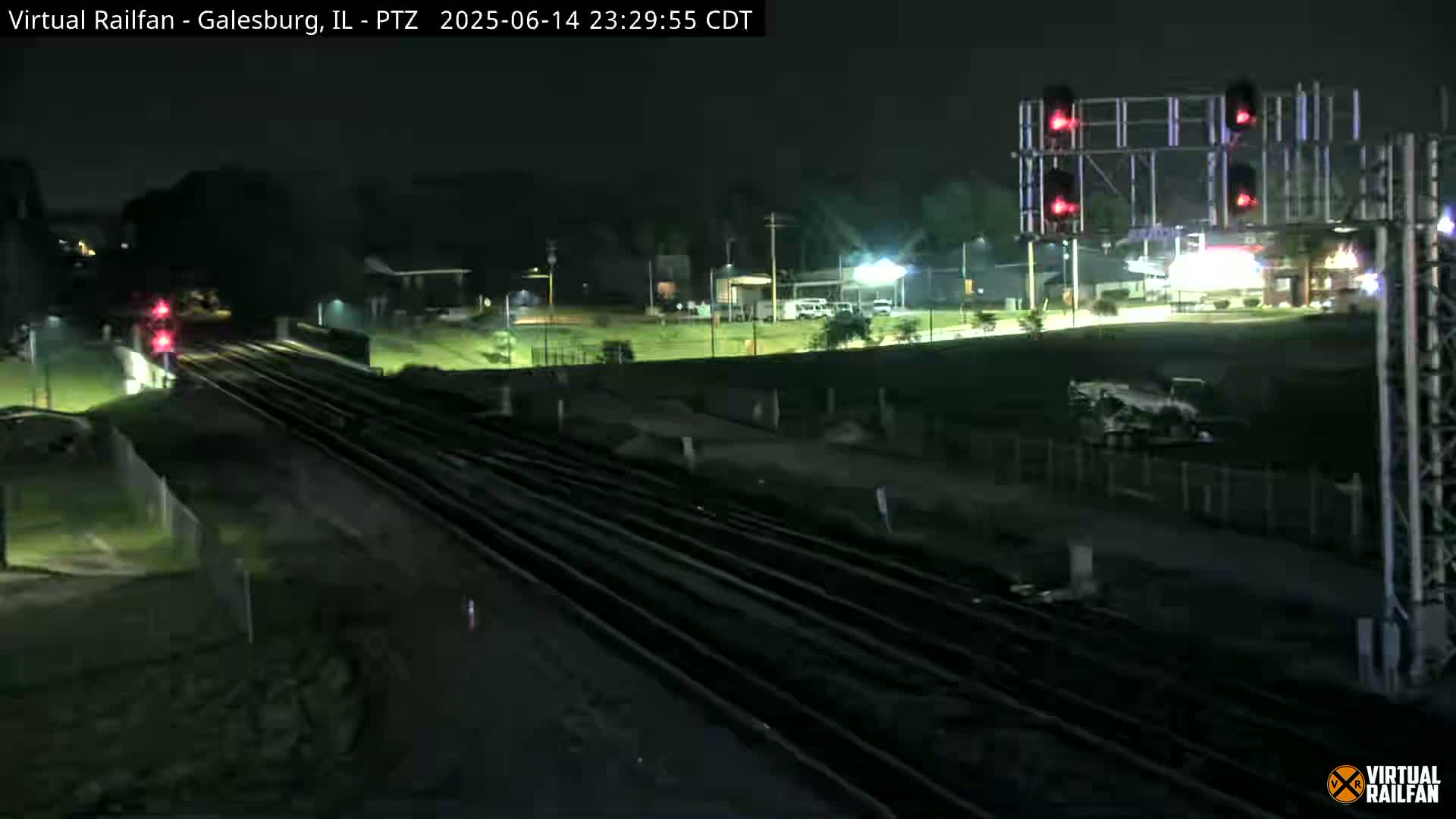 Galesburg City Skyline & Galesburg  Railway Station Railroad Crossing Junction Live Cam- Galesburg, Knox, Illinois, USA