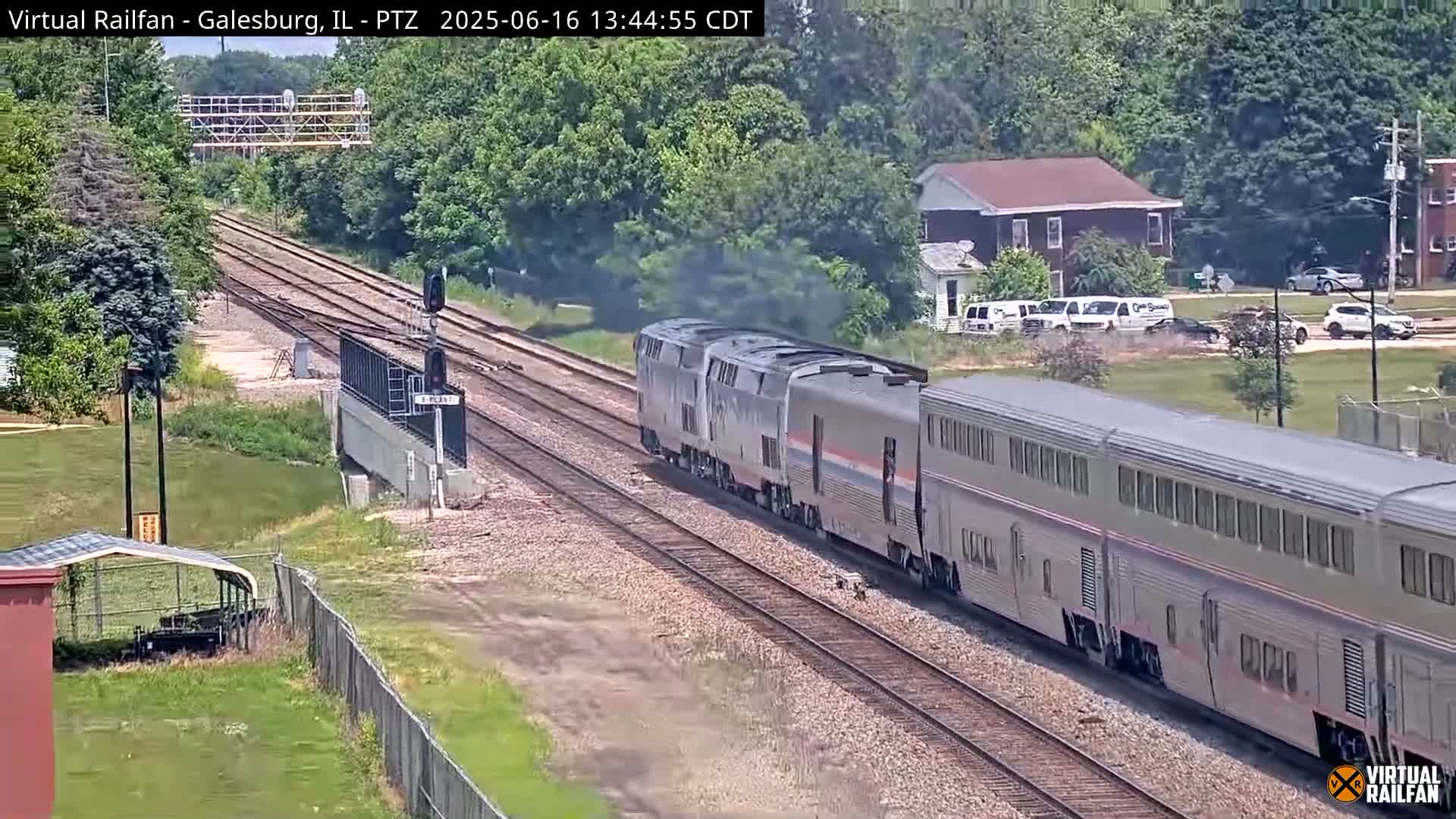 Galesburg City Skyline & Galesburg  Railway Station Railroad Crossing Junction Live Cam- Galesburg, Knox, Illinois, USA