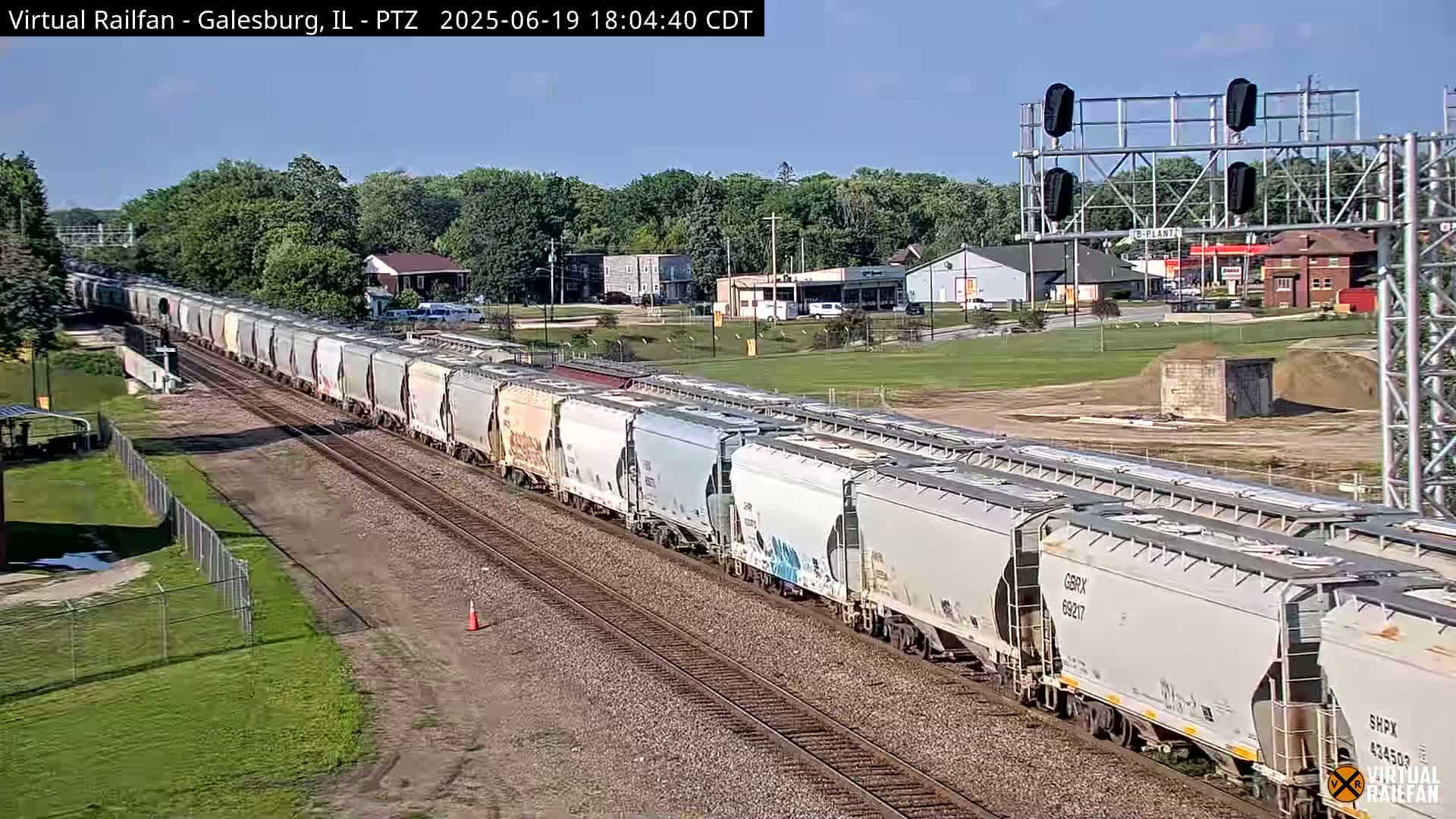Galesburg City Skyline & Galesburg  Railway Station Railroad Crossing Junction Live Cam- Galesburg, Knox, Illinois, USA