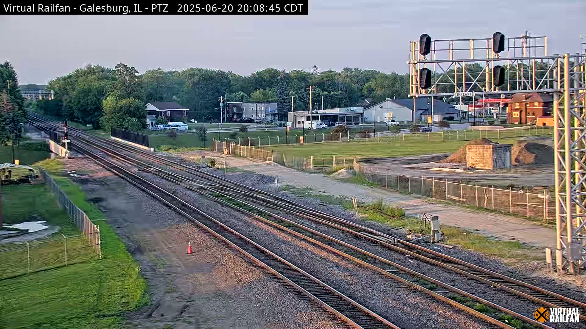 Galesburg City Skyline & Galesburg  Railway Station Railroad Crossing Junction Live Cam- Galesburg, Knox, Illinois, USA
