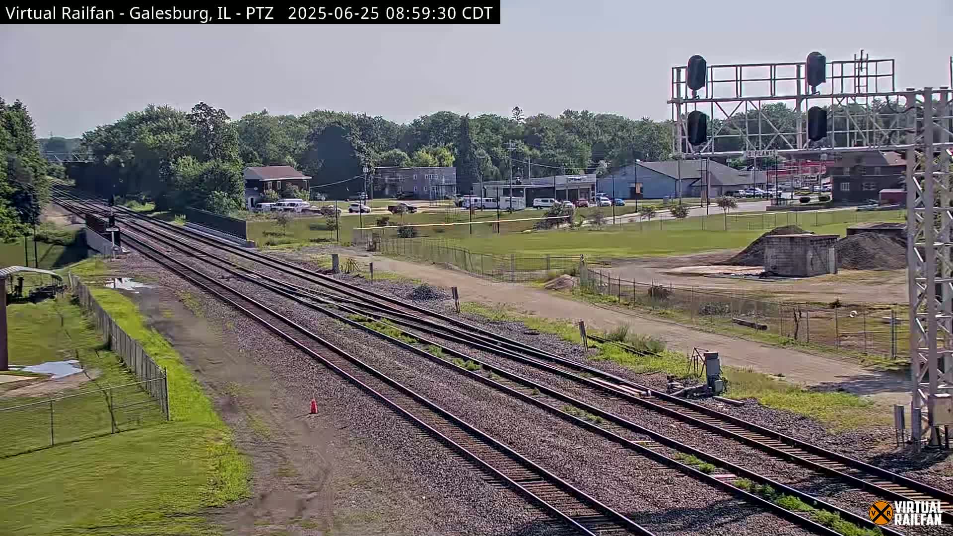 Galesburg City Skyline & Galesburg  Railway Station Railroad Crossing Junction Live Cam- Galesburg, Knox, Illinois, USA