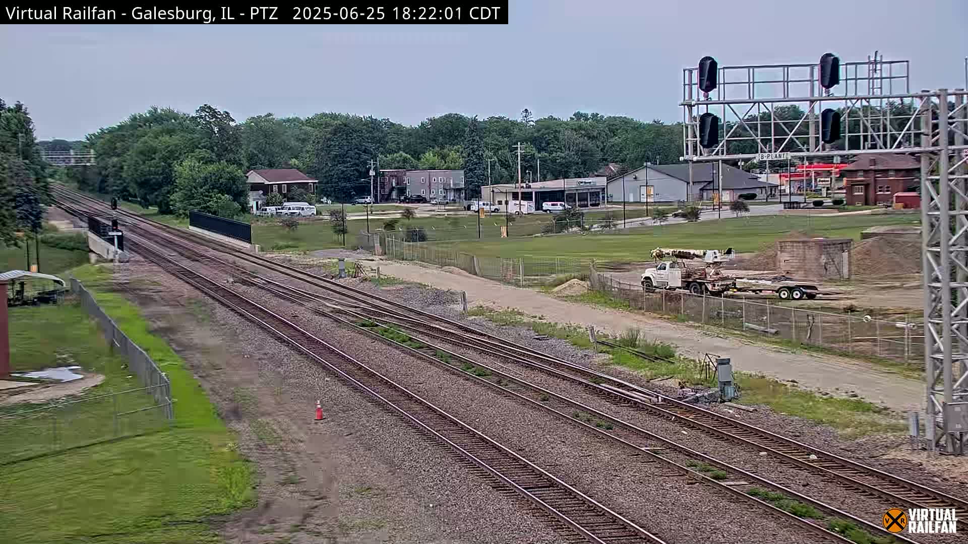 Galesburg City Skyline & Galesburg  Railway Station Railroad Crossing Junction Live Cam- Galesburg, Knox, Illinois, USA