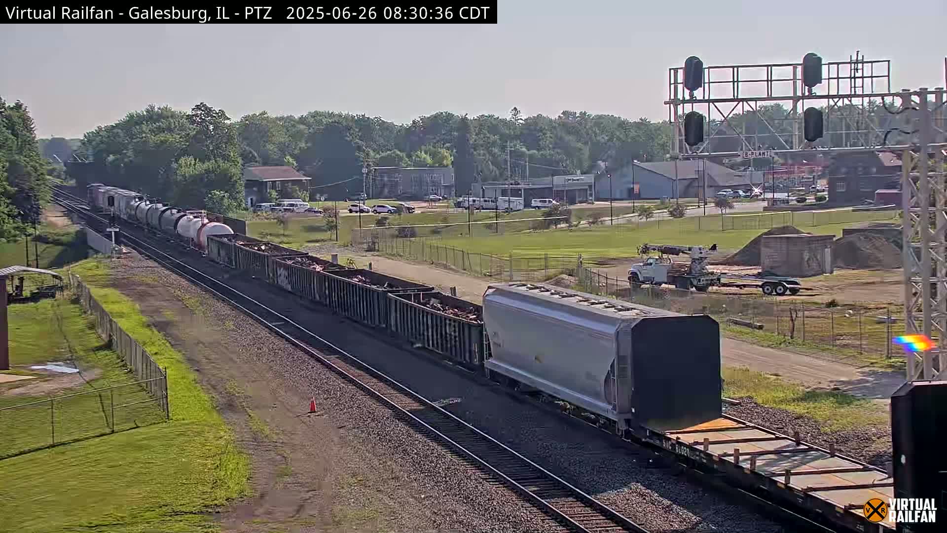 Galesburg City Skyline & Galesburg  Railway Station Railroad Crossing Junction Live Cam- Galesburg, Knox, Illinois, USA