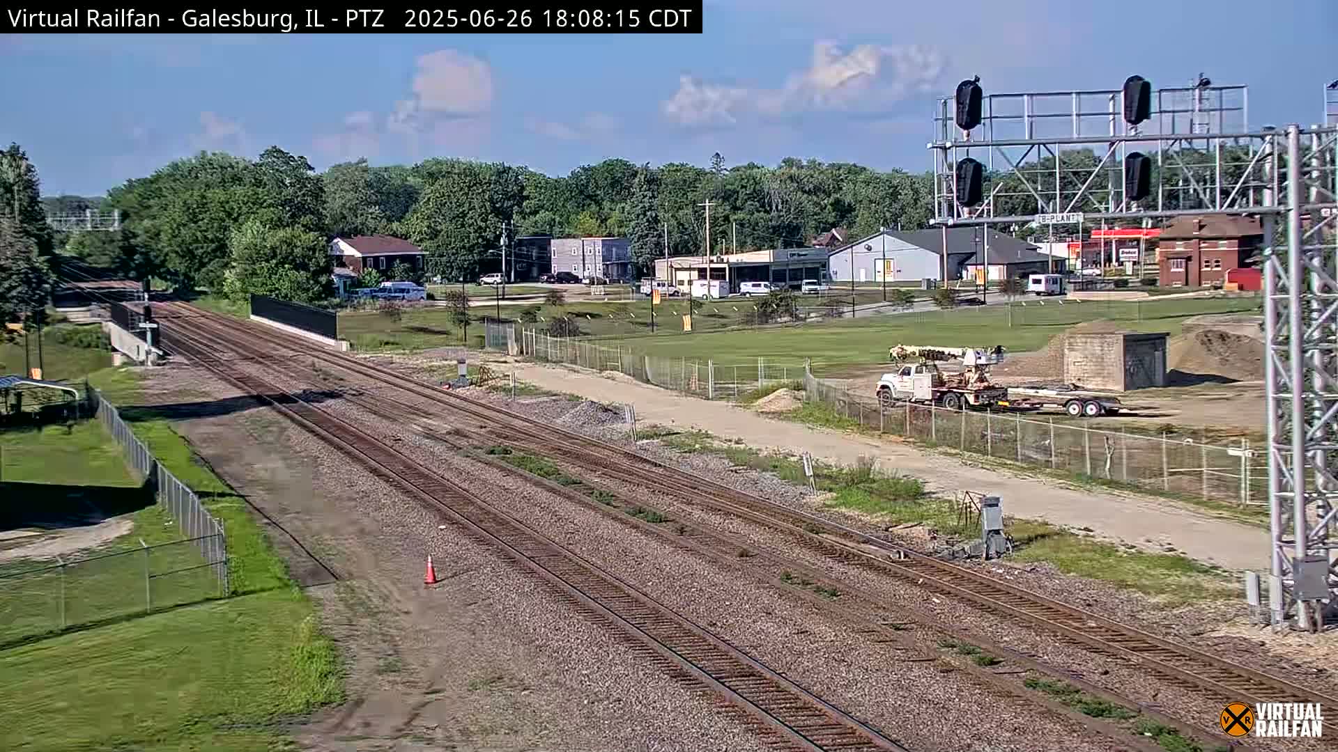 Galesburg City Skyline & Galesburg  Railway Station Railroad Crossing Junction Live Cam- Galesburg, Knox, Illinois, USA
