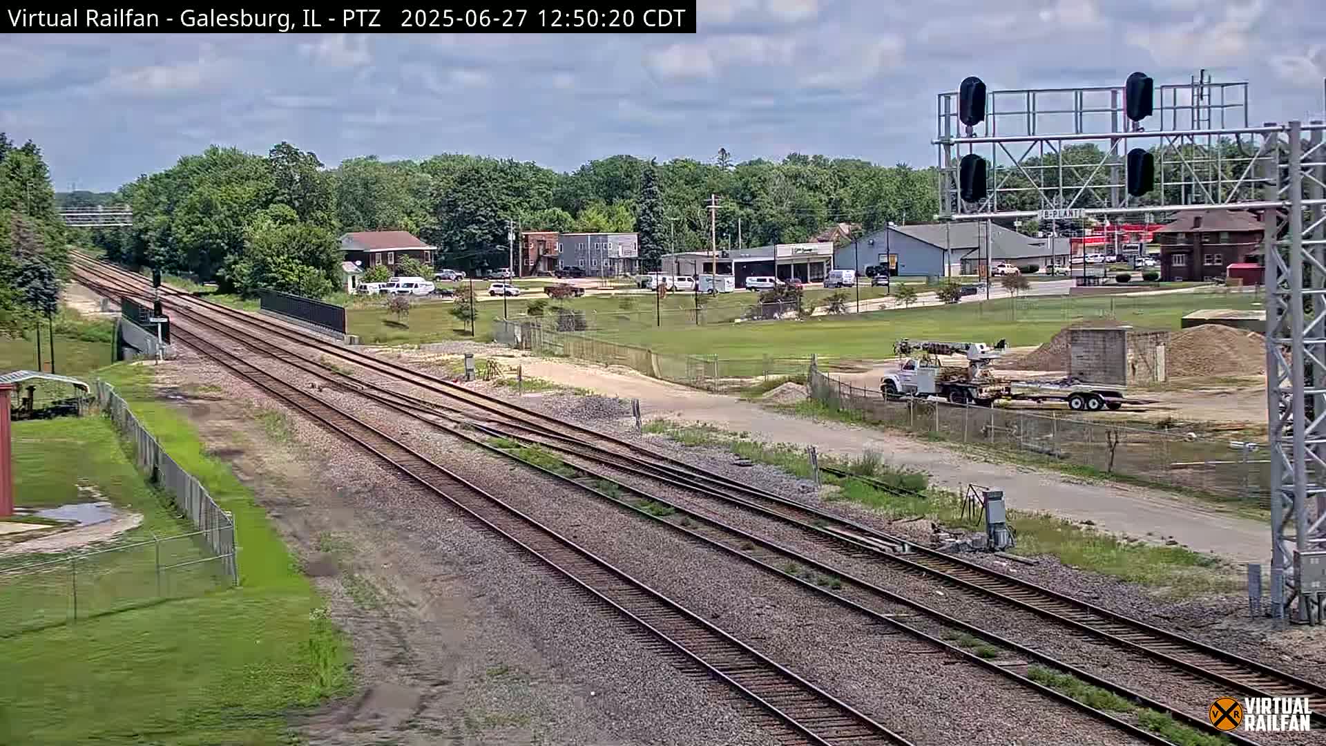 Galesburg City Skyline & Galesburg  Railway Station Railroad Crossing Junction Live Cam- Galesburg, Knox, Illinois, USA
