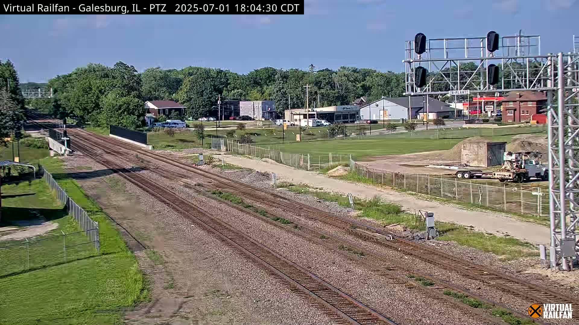 Galesburg City Skyline & Galesburg  Railway Station Railroad Crossing Junction Live Cam- Galesburg, Knox, Illinois, USA