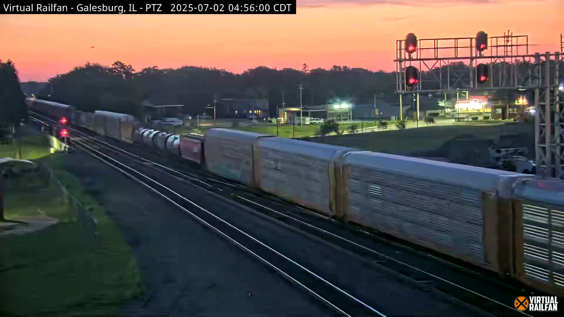 Galesburg City Skyline & Galesburg  Railway Station Railroad Crossing Junction Live Cam- Galesburg, Knox, Illinois, USA