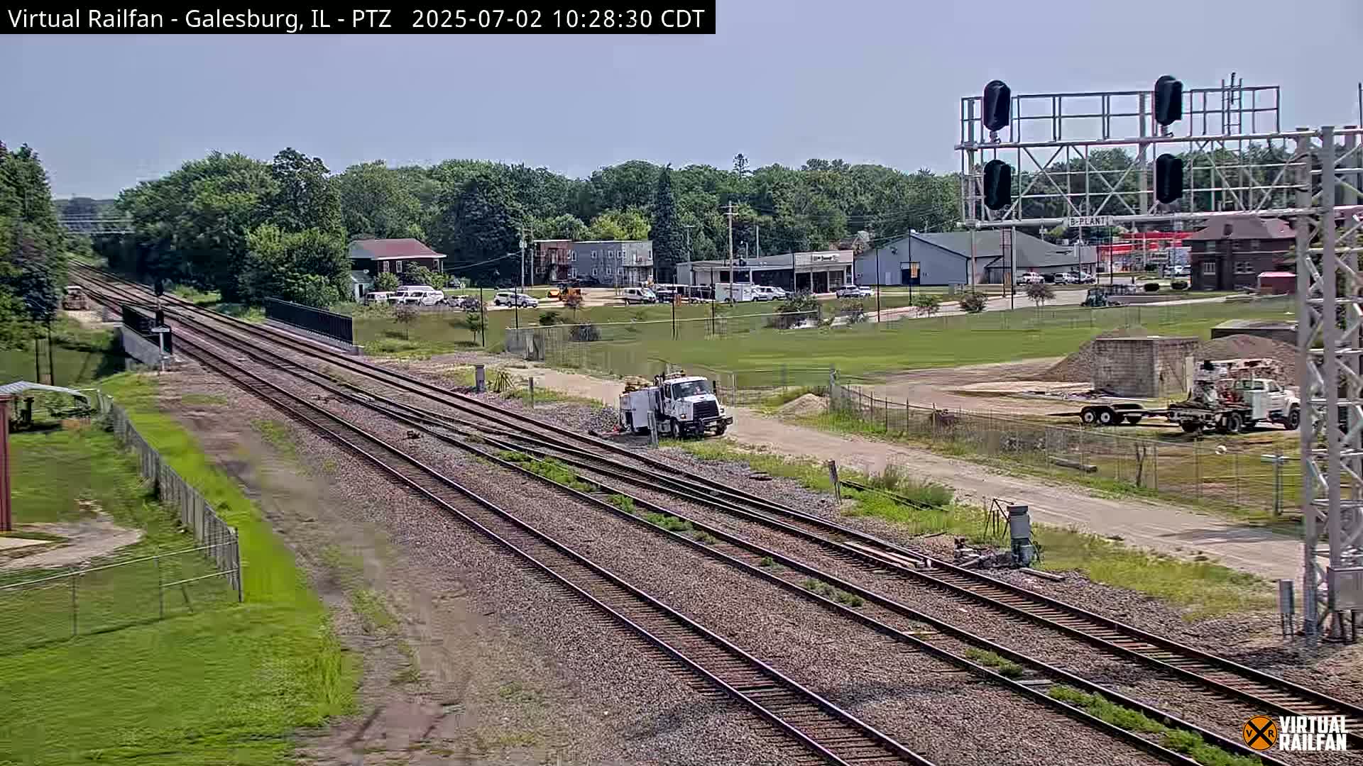 Galesburg City Skyline & Galesburg  Railway Station Railroad Crossing Junction Live Cam- Galesburg, Knox, Illinois, USA