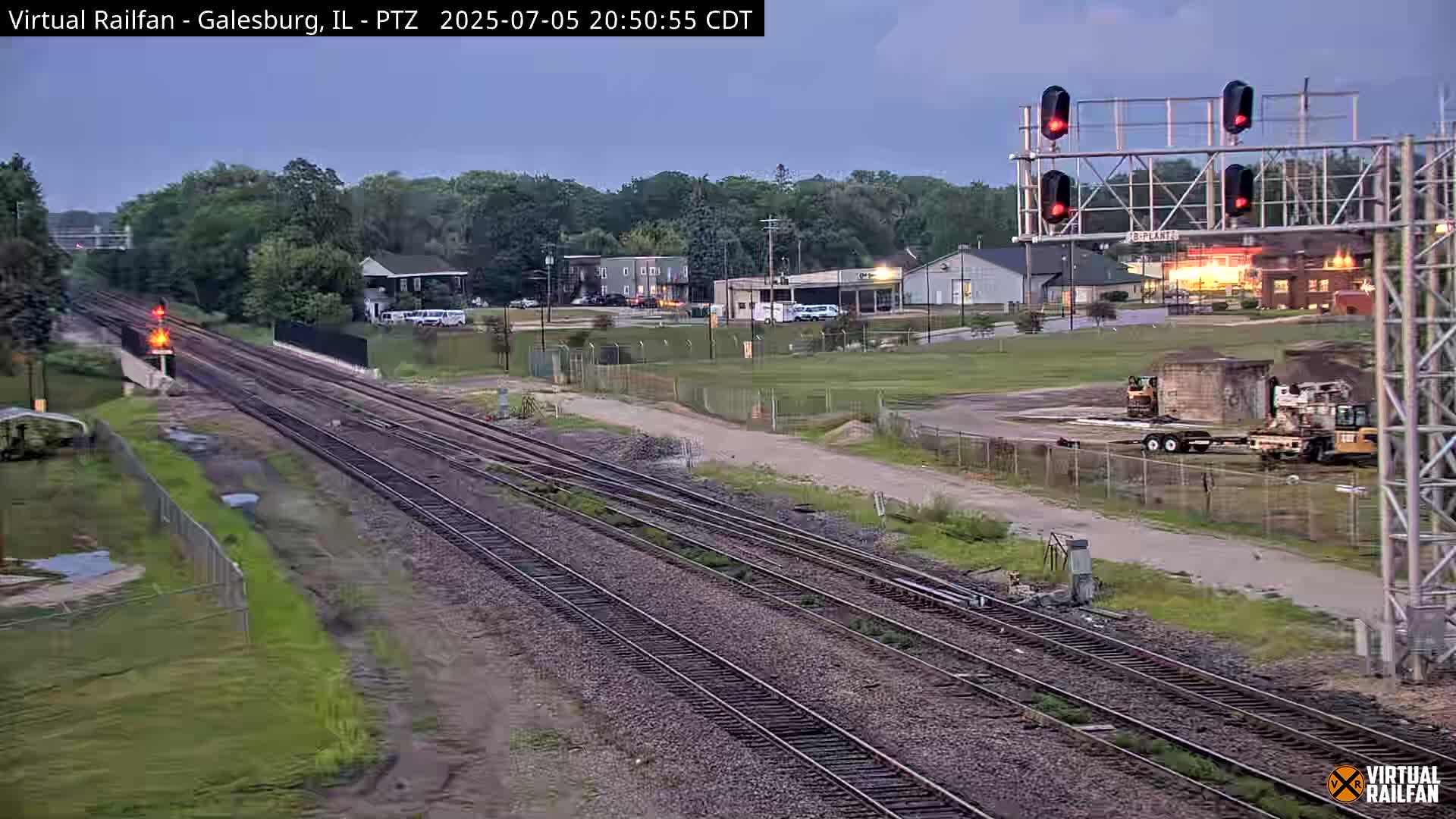 Galesburg City Skyline & Galesburg  Railway Station Railroad Crossing Junction Live Cam- Galesburg, Knox, Illinois, USA