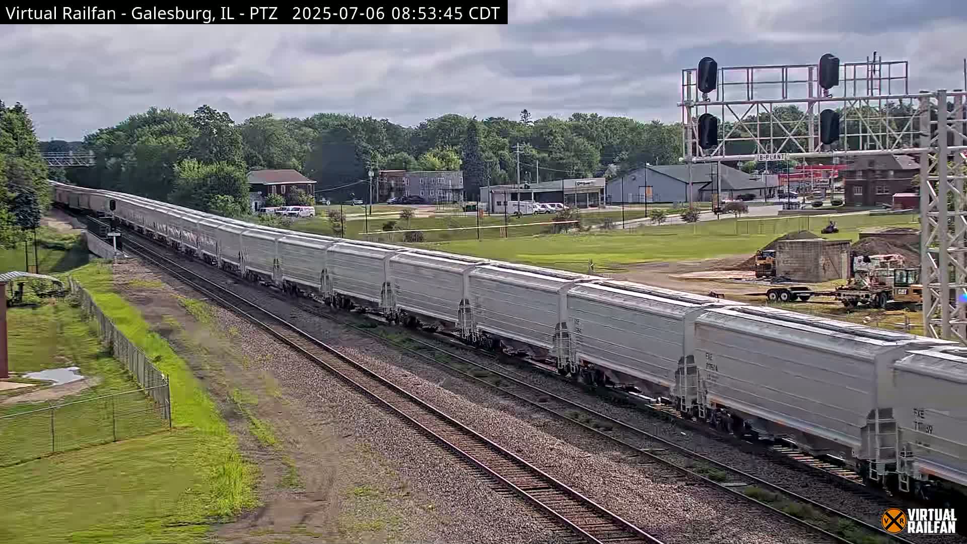 Galesburg City Skyline & Galesburg  Railway Station Railroad Crossing Junction Live Cam- Galesburg, Knox, Illinois, USA