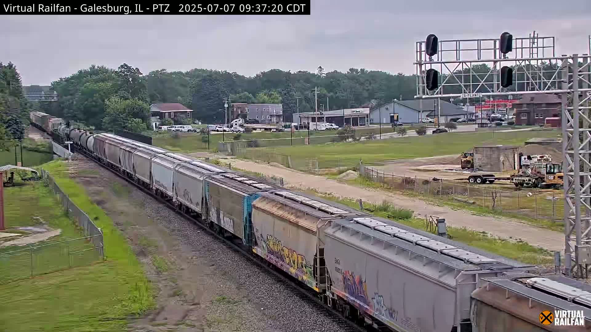 Galesburg City Skyline & Galesburg  Railway Station Railroad Crossing Junction Live Cam- Galesburg, Knox, Illinois, USA