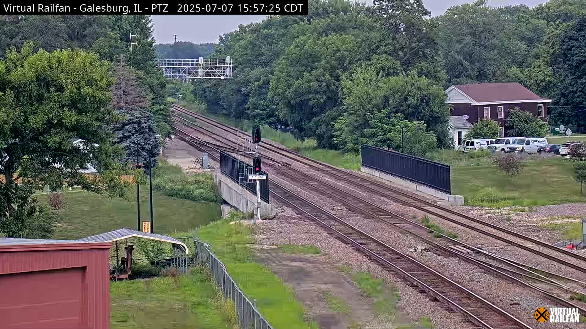 Galesburg City Skyline & Galesburg  Railway Station Railroad Crossing Junction Live Cam- Galesburg, Knox, Illinois, USA