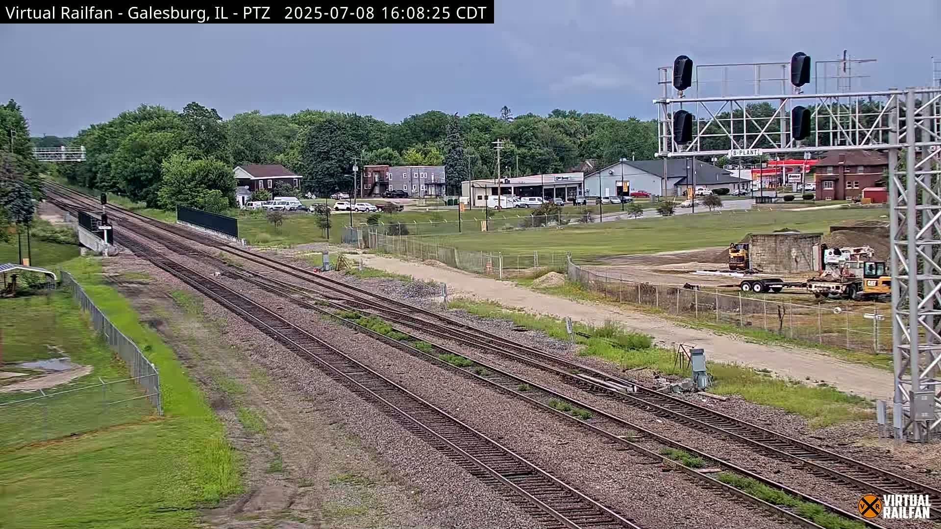 Galesburg City Skyline & Galesburg  Railway Station Railroad Crossing Junction Live Cam- Galesburg, Knox, Illinois, USA