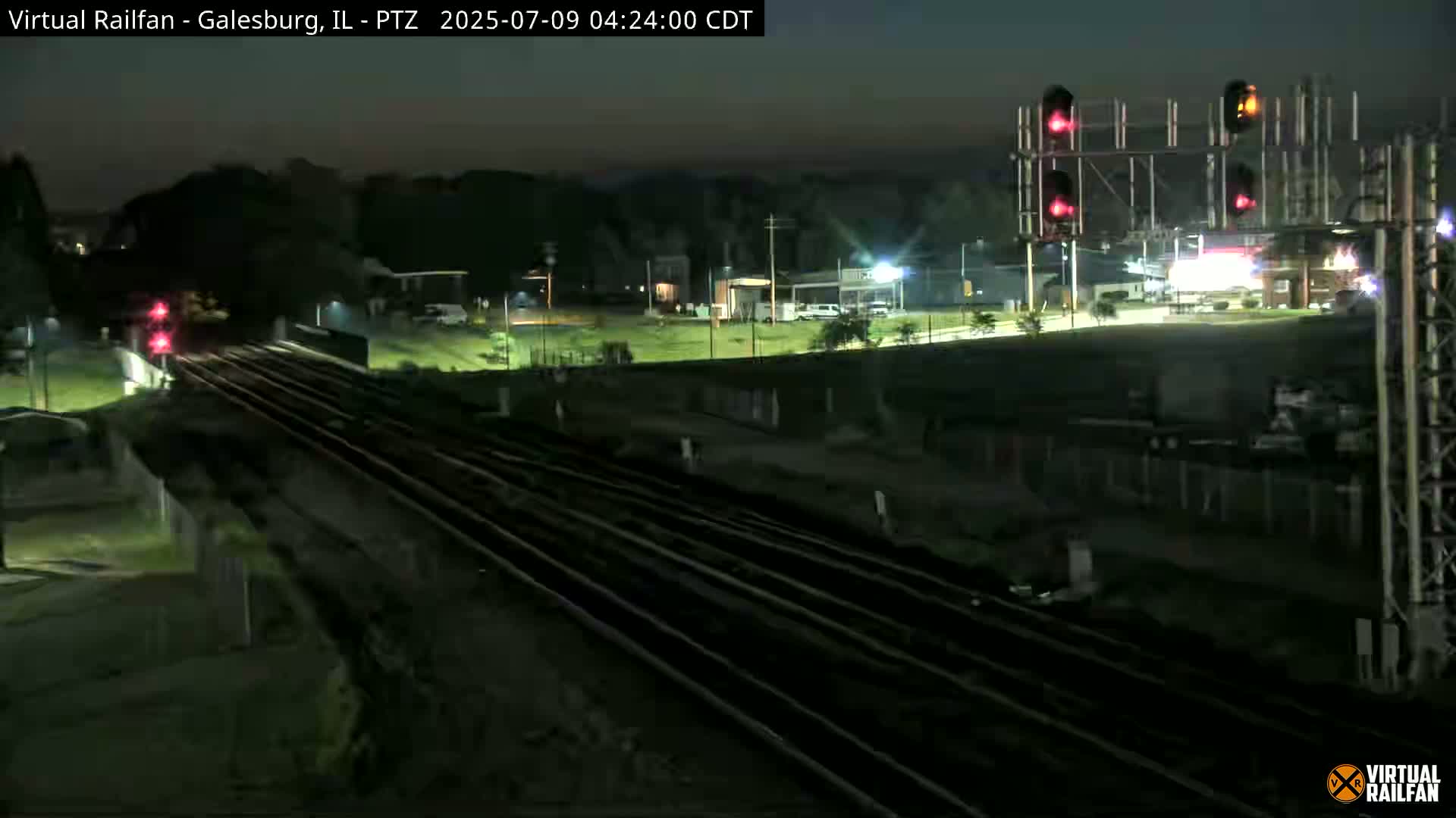 Galesburg City Skyline & Galesburg  Railway Station Railroad Crossing Junction Live Cam- Galesburg, Knox, Illinois, USA