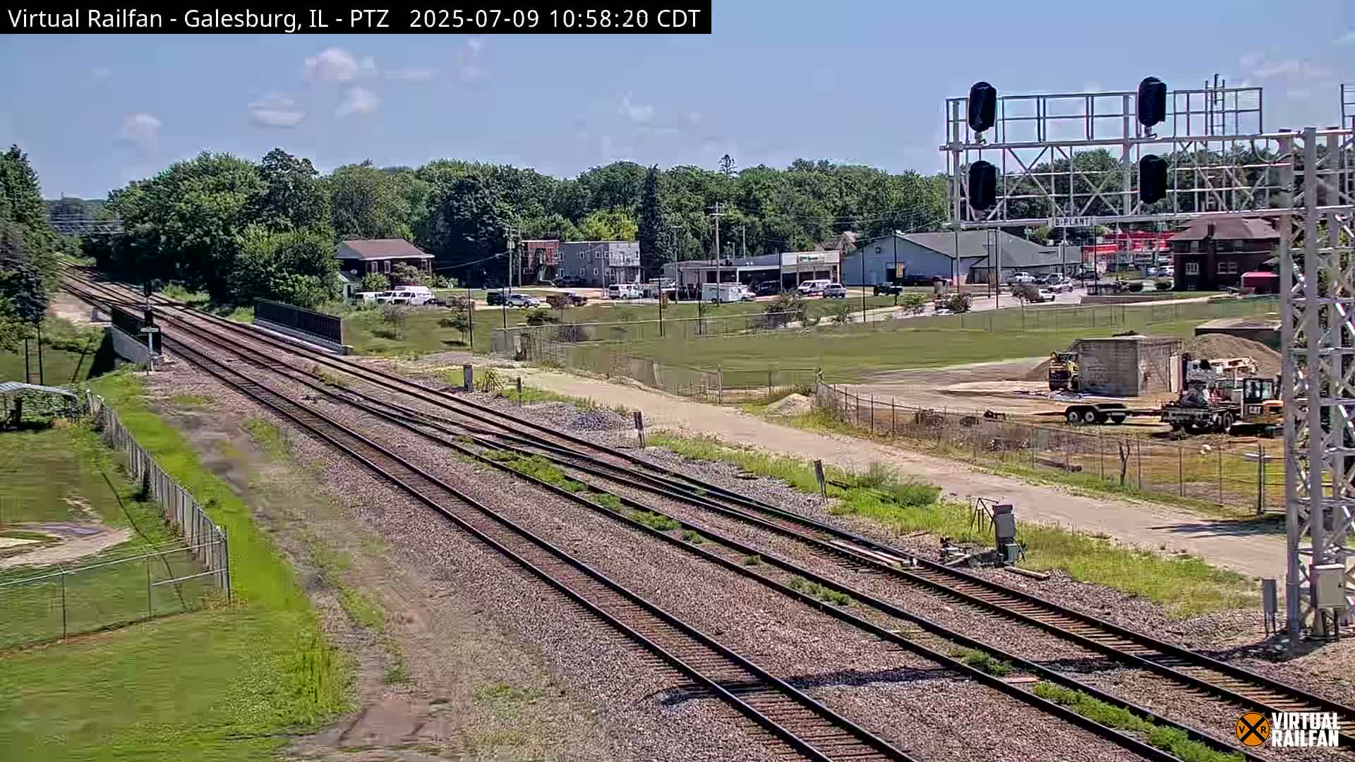 Galesburg City Skyline & Galesburg  Railway Station Railroad Crossing Junction Live Cam- Galesburg, Knox, Illinois, USA