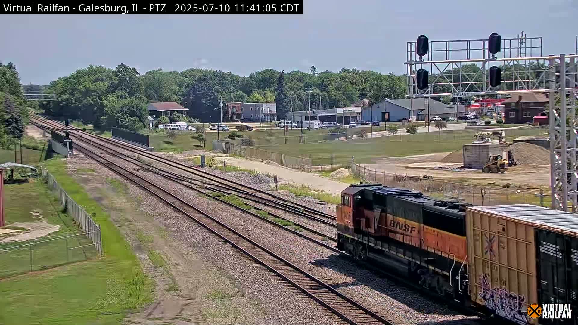 Galesburg City Skyline & Galesburg  Railway Station Railroad Crossing Junction Live Cam- Galesburg, Knox, Illinois, USA