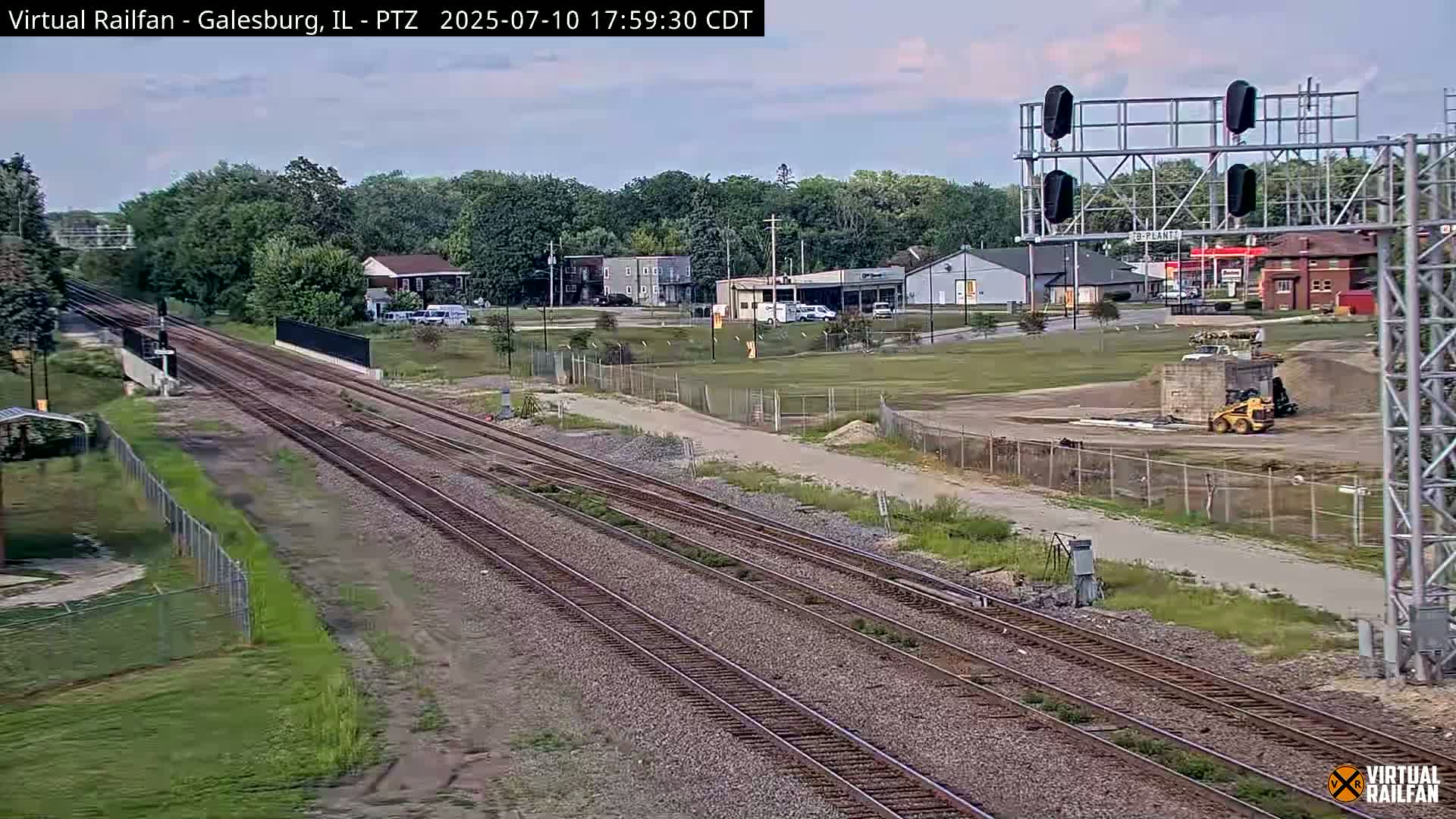 Galesburg City Skyline & Galesburg  Railway Station Railroad Crossing Junction Live Cam- Galesburg, Knox, Illinois, USA