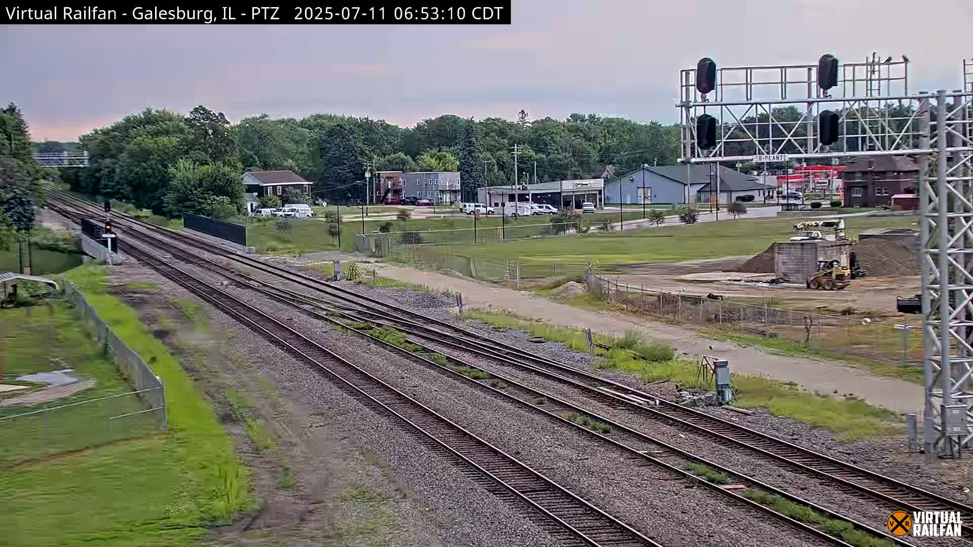 Galesburg City Skyline & Galesburg  Railway Station Railroad Crossing Junction Live Cam- Galesburg, Knox, Illinois, USA