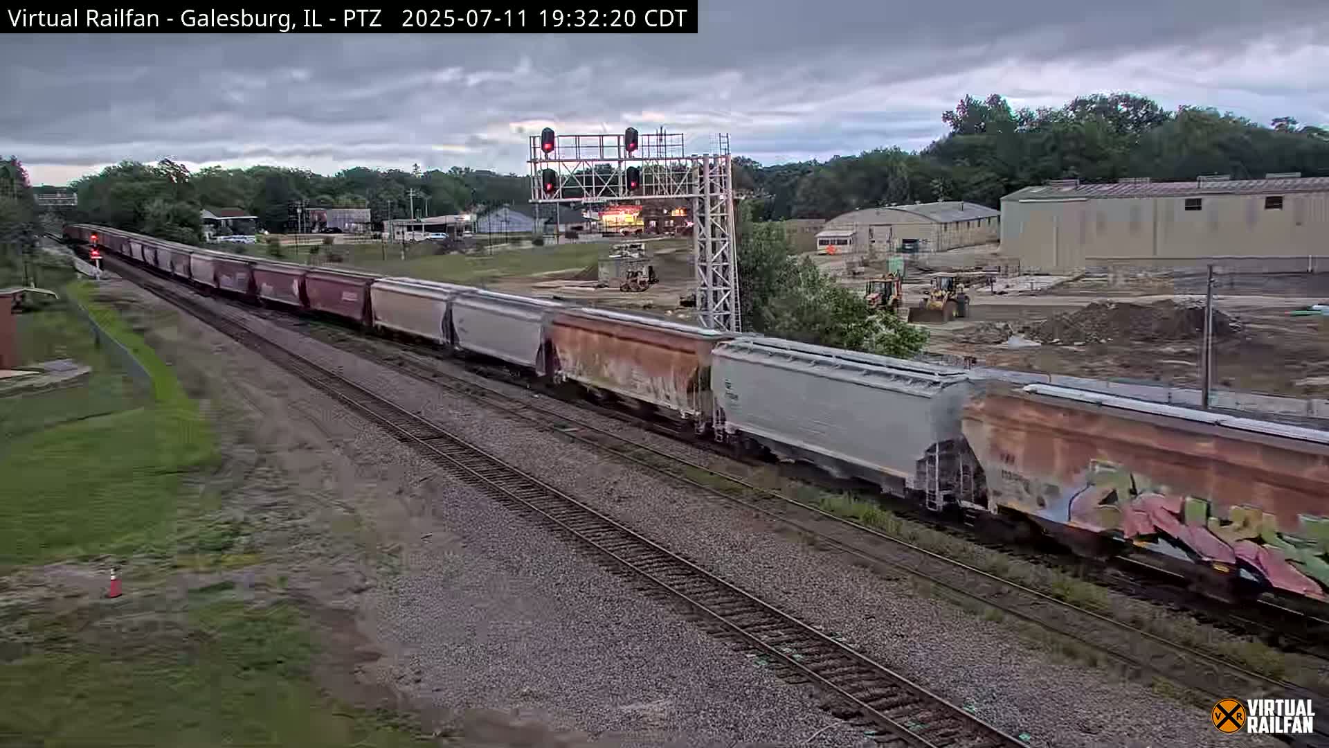 Galesburg City Skyline & Galesburg  Railway Station Railroad Crossing Junction Live Cam- Galesburg, Knox, Illinois, USA