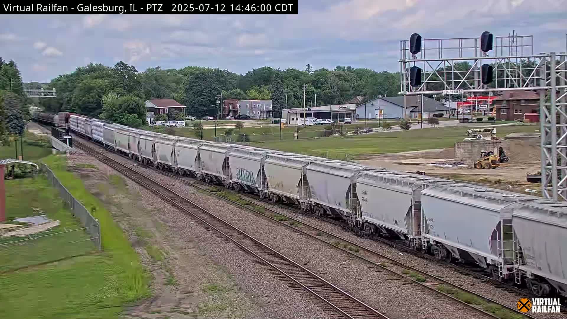 Galesburg City Skyline & Galesburg  Railway Station Railroad Crossing Junction Live Cam- Galesburg, Knox, Illinois, USA