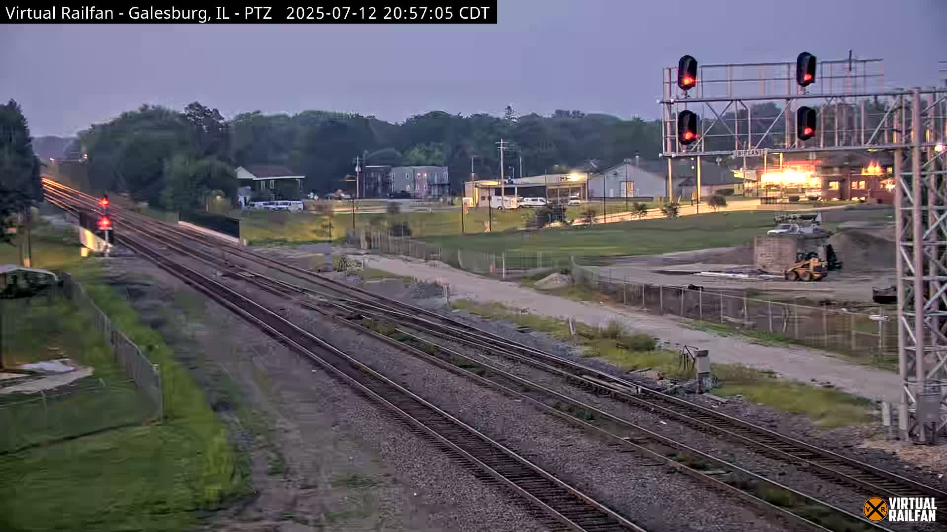 Galesburg City Skyline & Galesburg  Railway Station Railroad Crossing Junction Live Cam- Galesburg, Knox, Illinois, USA