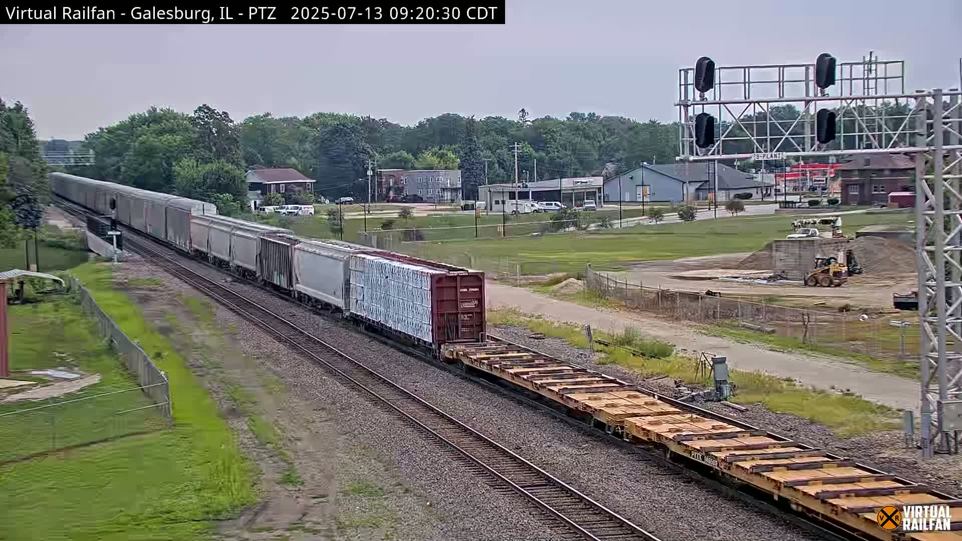 Galesburg City Skyline & Galesburg  Railway Station Railroad Crossing Junction Live Cam- Galesburg, Knox, Illinois, USA