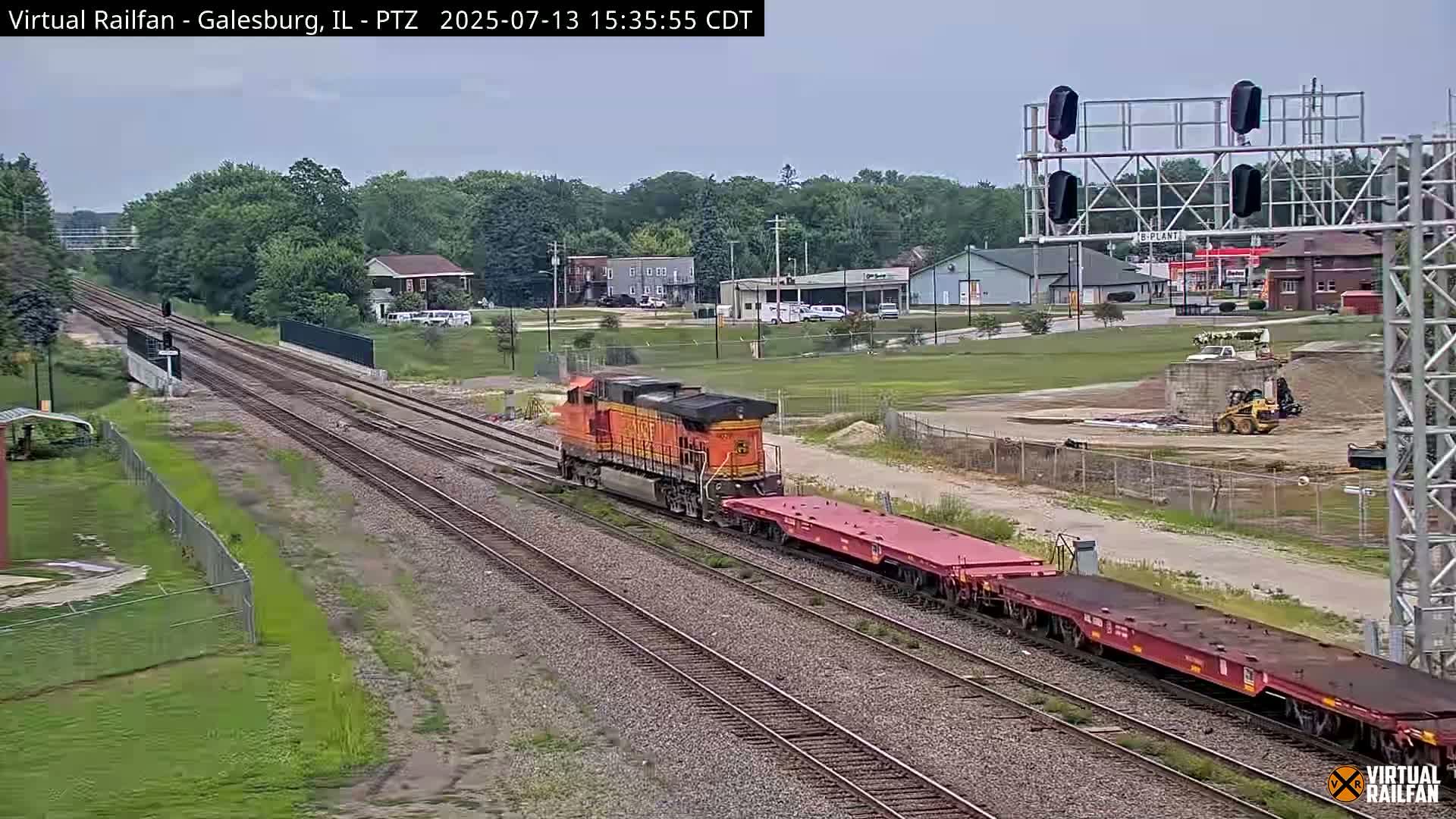 Galesburg City Skyline & Galesburg  Railway Station Railroad Crossing Junction Live Cam- Galesburg, Knox, Illinois, USA