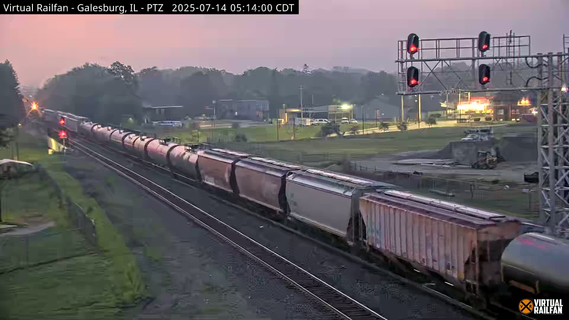 Galesburg City Skyline & Galesburg  Railway Station Railroad Crossing Junction Live Cam- Galesburg, Knox, Illinois, USA