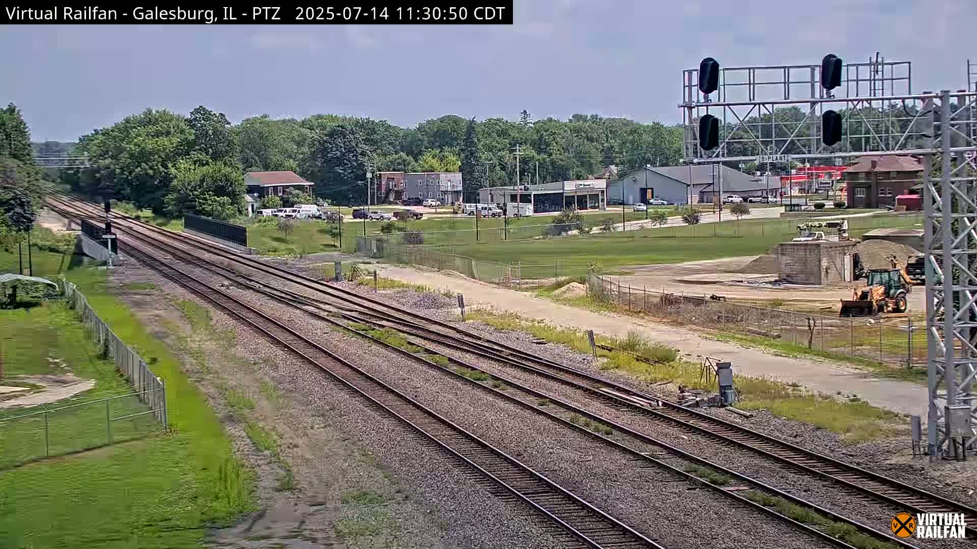 Galesburg City Skyline & Galesburg  Railway Station Railroad Crossing Junction Live Cam- Galesburg, Knox, Illinois, USA