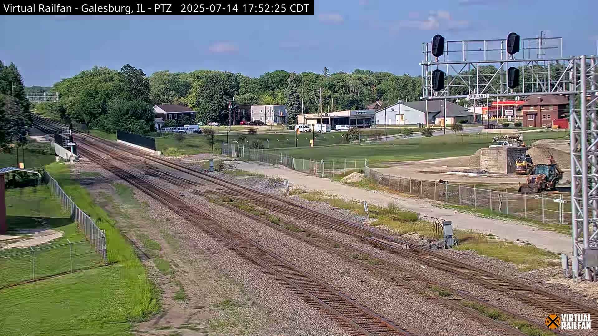 Galesburg City Skyline & Galesburg  Railway Station Railroad Crossing Junction Live Cam- Galesburg, Knox, Illinois, USA