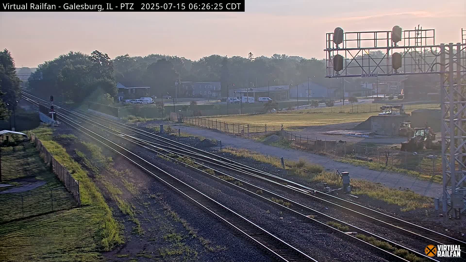 Galesburg City Skyline & Galesburg  Railway Station Railroad Crossing Junction Live Cam- Galesburg, Knox, Illinois, USA