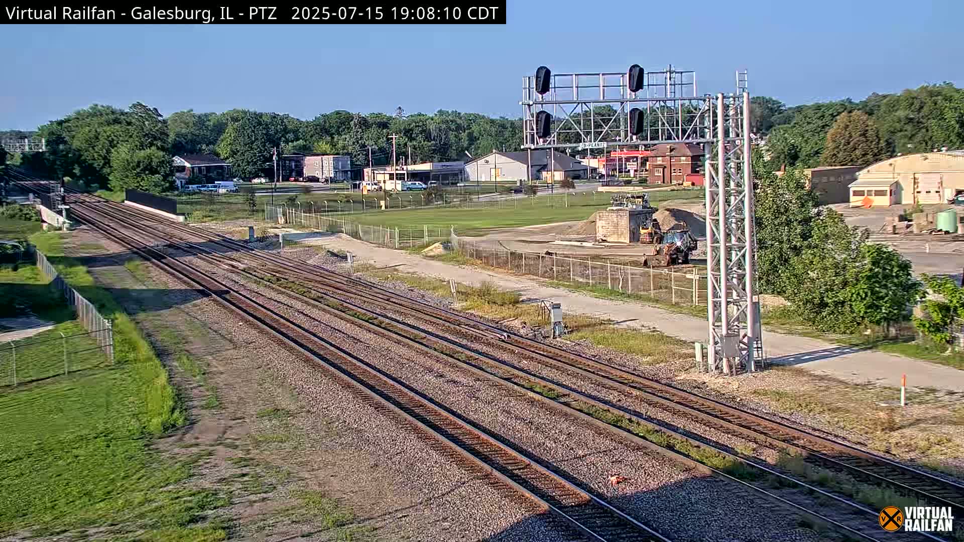 Galesburg City Skyline & Galesburg  Railway Station Railroad Crossing Junction Live Cam- Galesburg, Knox, Illinois, USA