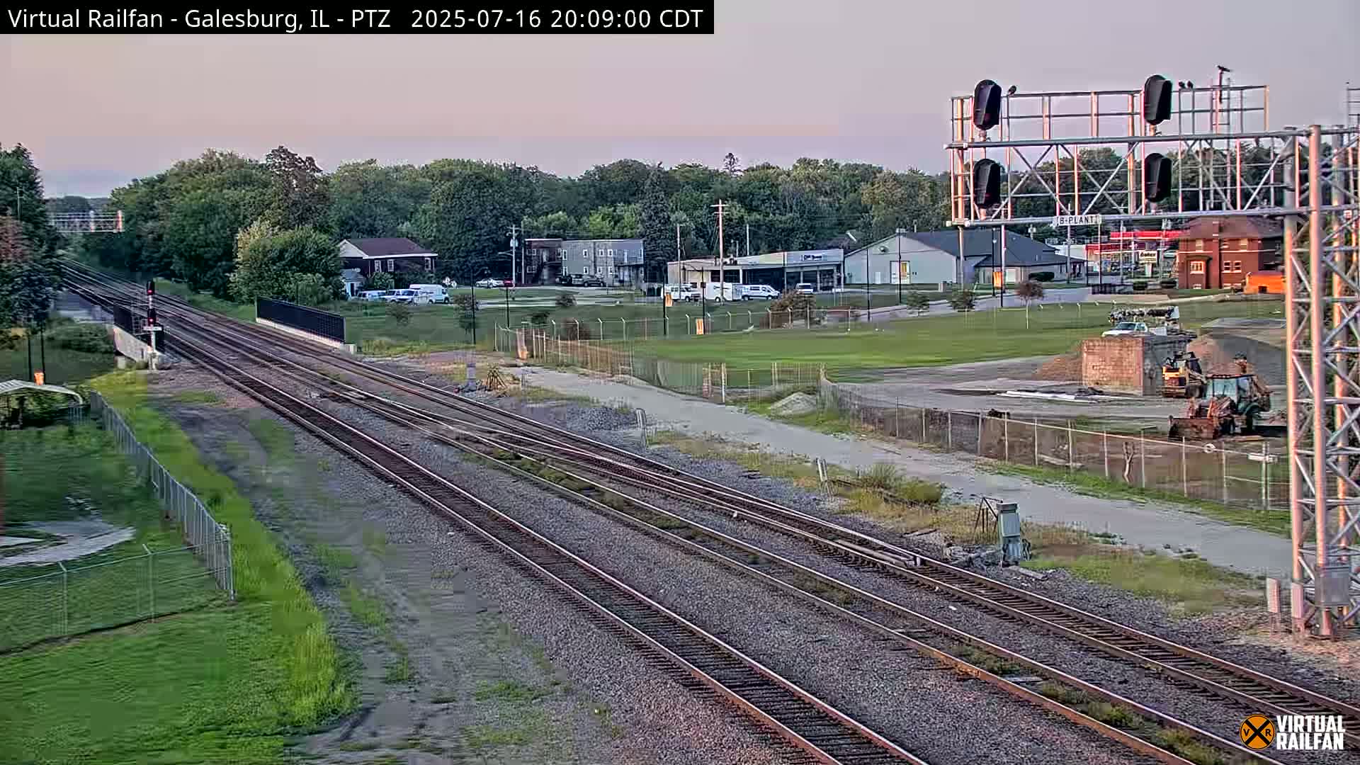 Galesburg City Skyline & Galesburg  Railway Station Railroad Crossing Junction Live Cam- Galesburg, Knox, Illinois, USA