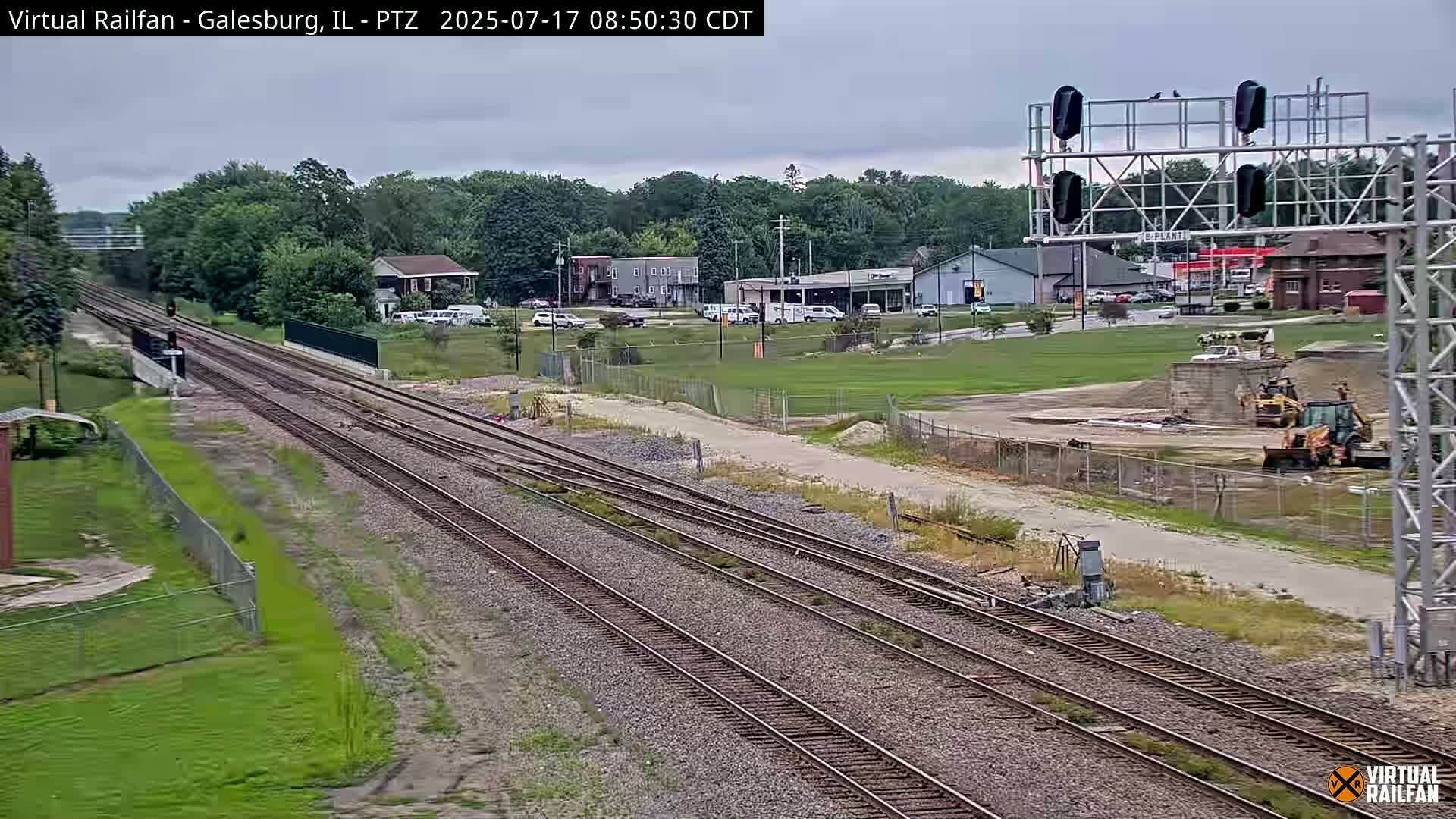 Galesburg City Skyline & Galesburg  Railway Station Railroad Crossing Junction Live Cam- Galesburg, Knox, Illinois, USA