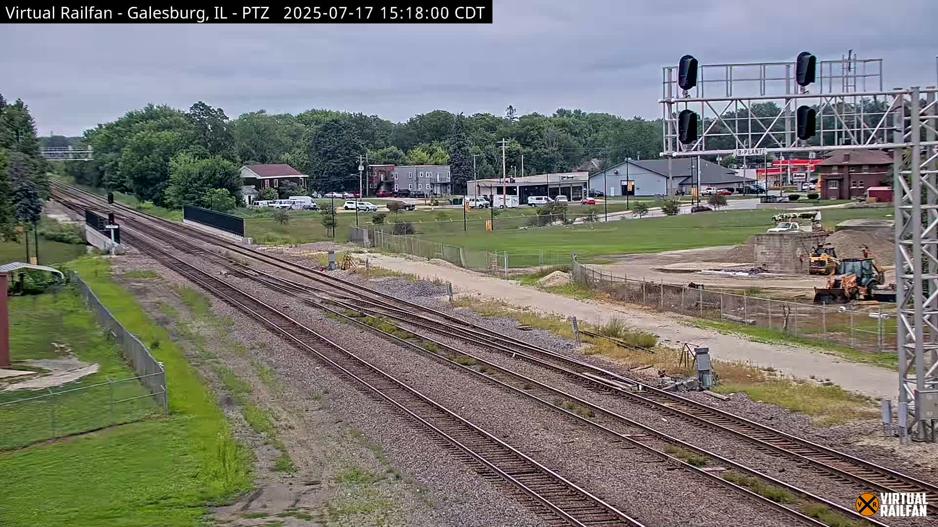 Galesburg City Skyline & Galesburg  Railway Station Railroad Crossing Junction Live Cam- Galesburg, Knox, Illinois, USA