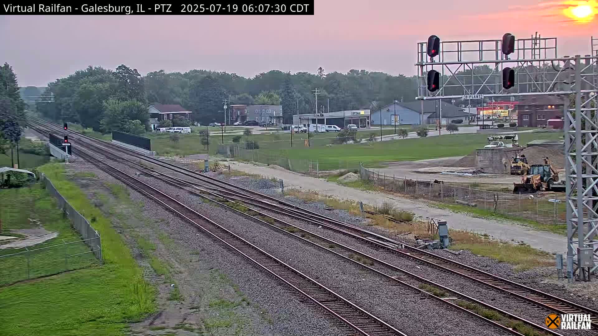 Galesburg City Skyline & Galesburg  Railway Station Railroad Crossing Junction Live Cam- Galesburg, Knox, Illinois, USA