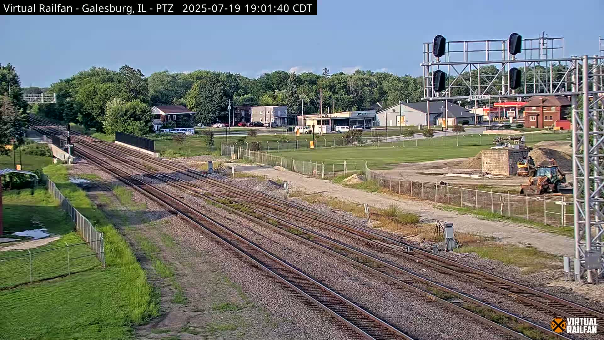 Galesburg City Skyline & Galesburg  Railway Station Railroad Crossing Junction Live Cam- Galesburg, Knox, Illinois, USA