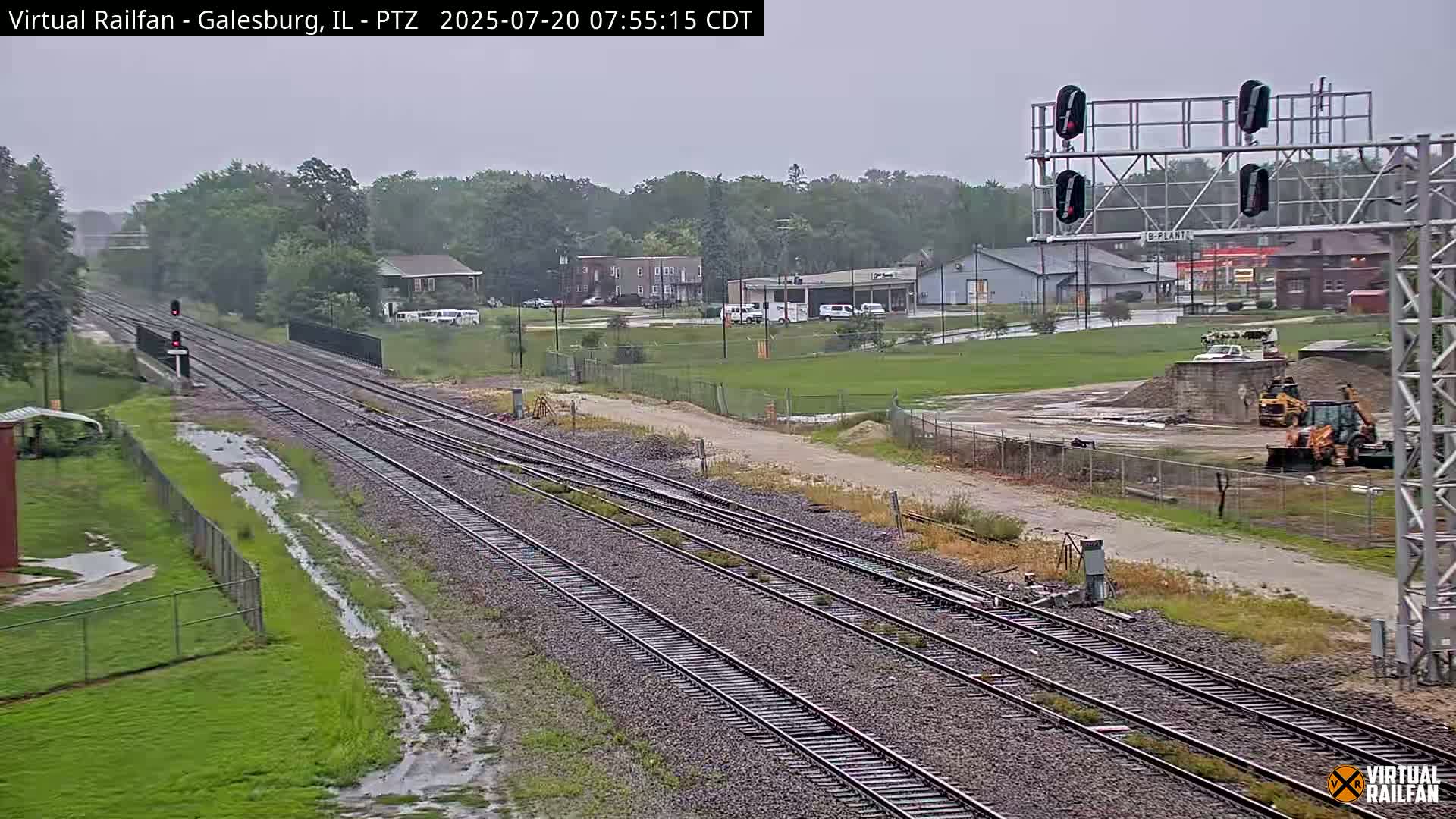 Galesburg City Skyline & Galesburg  Railway Station Railroad Crossing Junction Live Cam- Galesburg, Knox, Illinois, USA