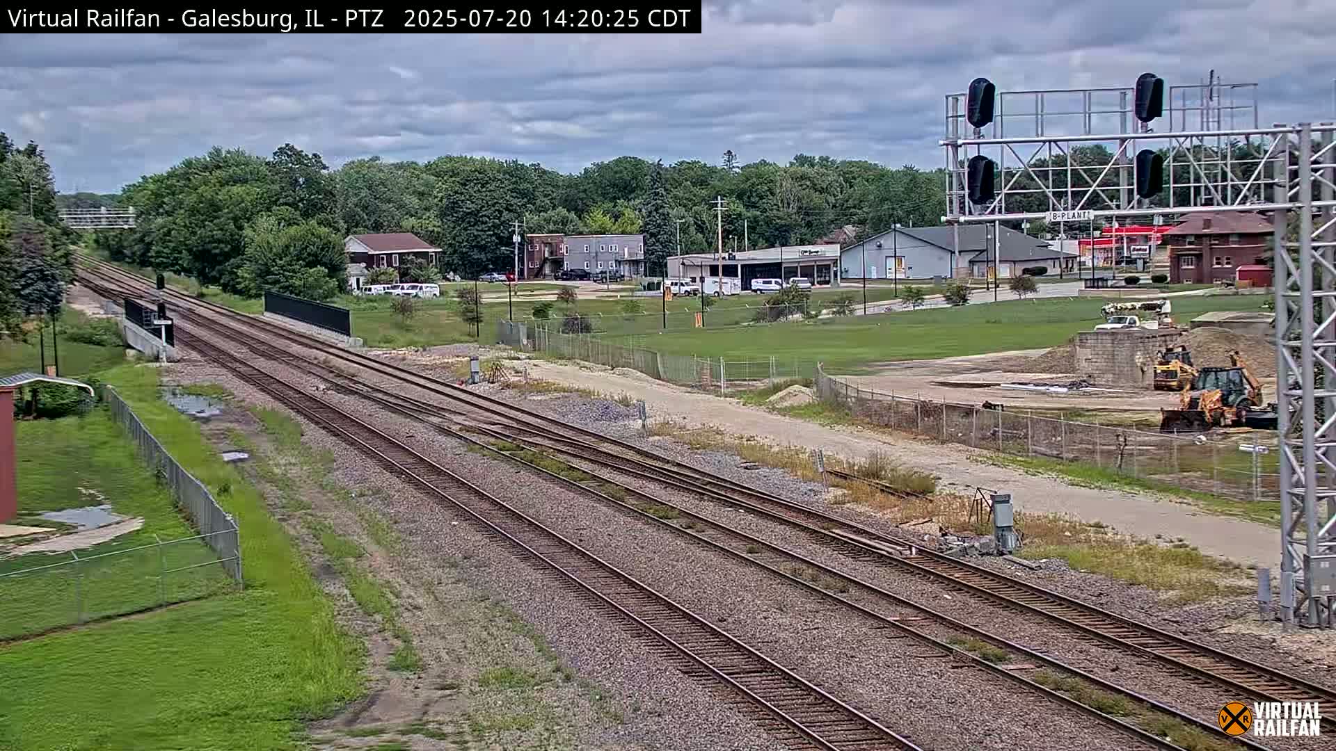 Galesburg City Skyline & Galesburg  Railway Station Railroad Crossing Junction Live Cam- Galesburg, Knox, Illinois, USA