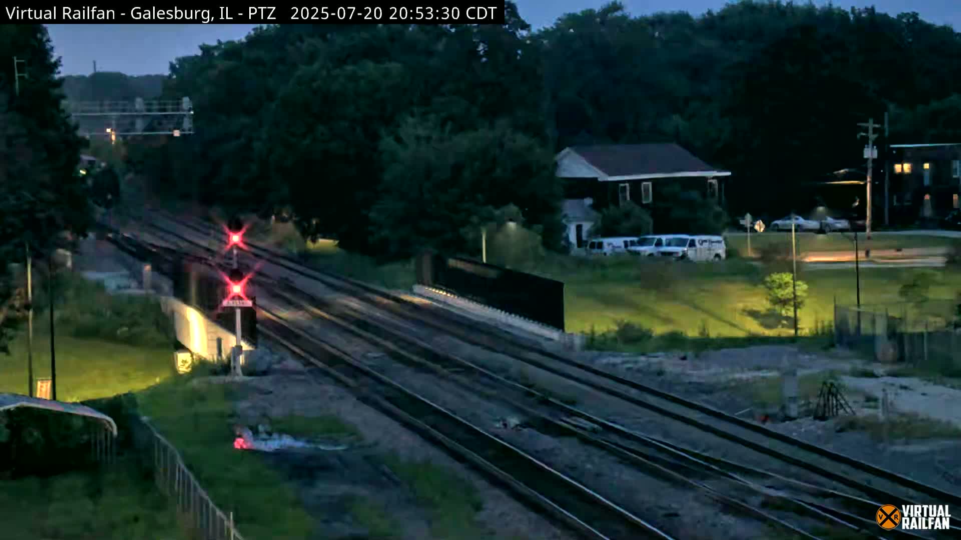 Galesburg City Skyline & Galesburg  Railway Station Railroad Crossing Junction Live Cam- Galesburg, Knox, Illinois, USA