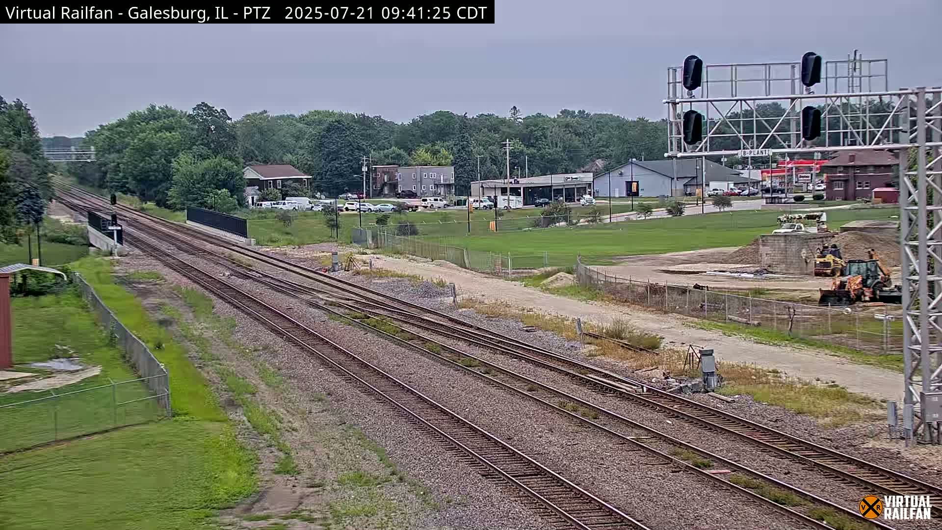 Galesburg City Skyline & Galesburg  Railway Station Railroad Crossing Junction Live Cam- Galesburg, Knox, Illinois, USA
