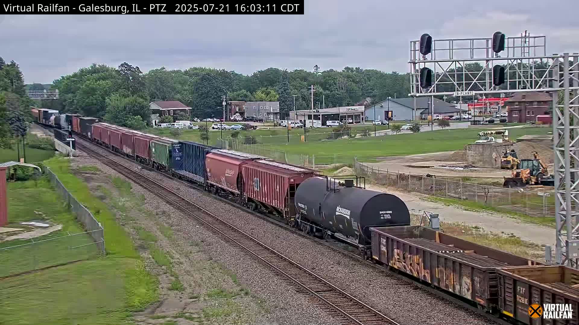 Galesburg City Skyline & Galesburg  Railway Station Railroad Crossing Junction Live Cam- Galesburg, Knox, Illinois, USA