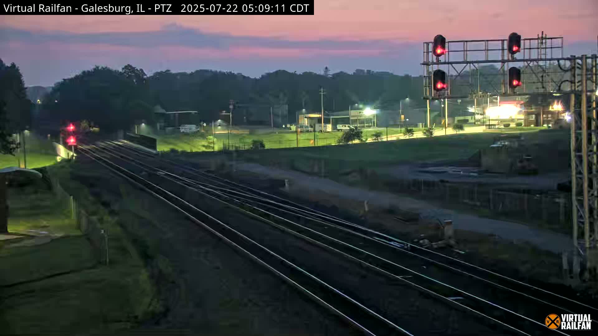 Galesburg City Skyline & Galesburg  Railway Station Railroad Crossing Junction Live Cam- Galesburg, Knox, Illinois, USA