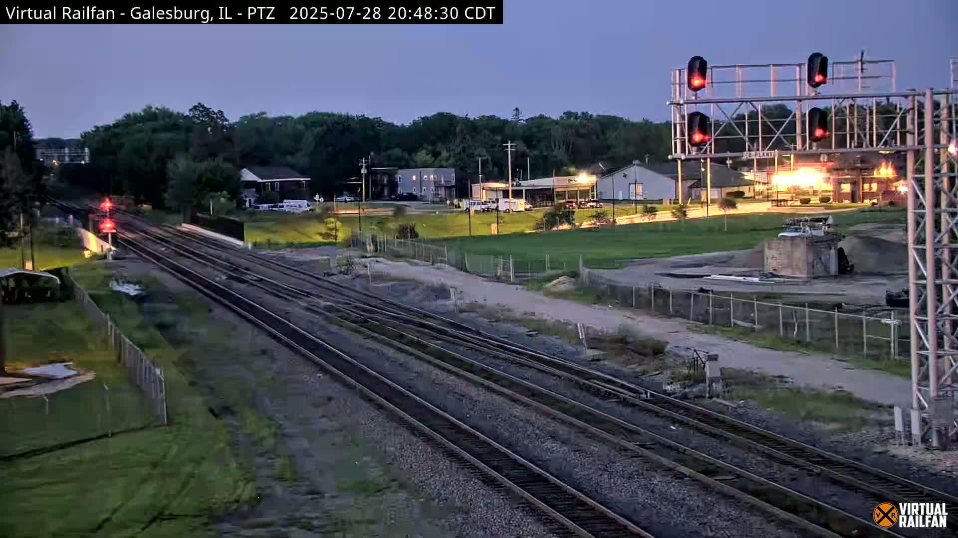 Galesburg City Skyline & Galesburg  Railway Station Railroad Crossing Junction Live Cam- Galesburg, Knox, Illinois, USA