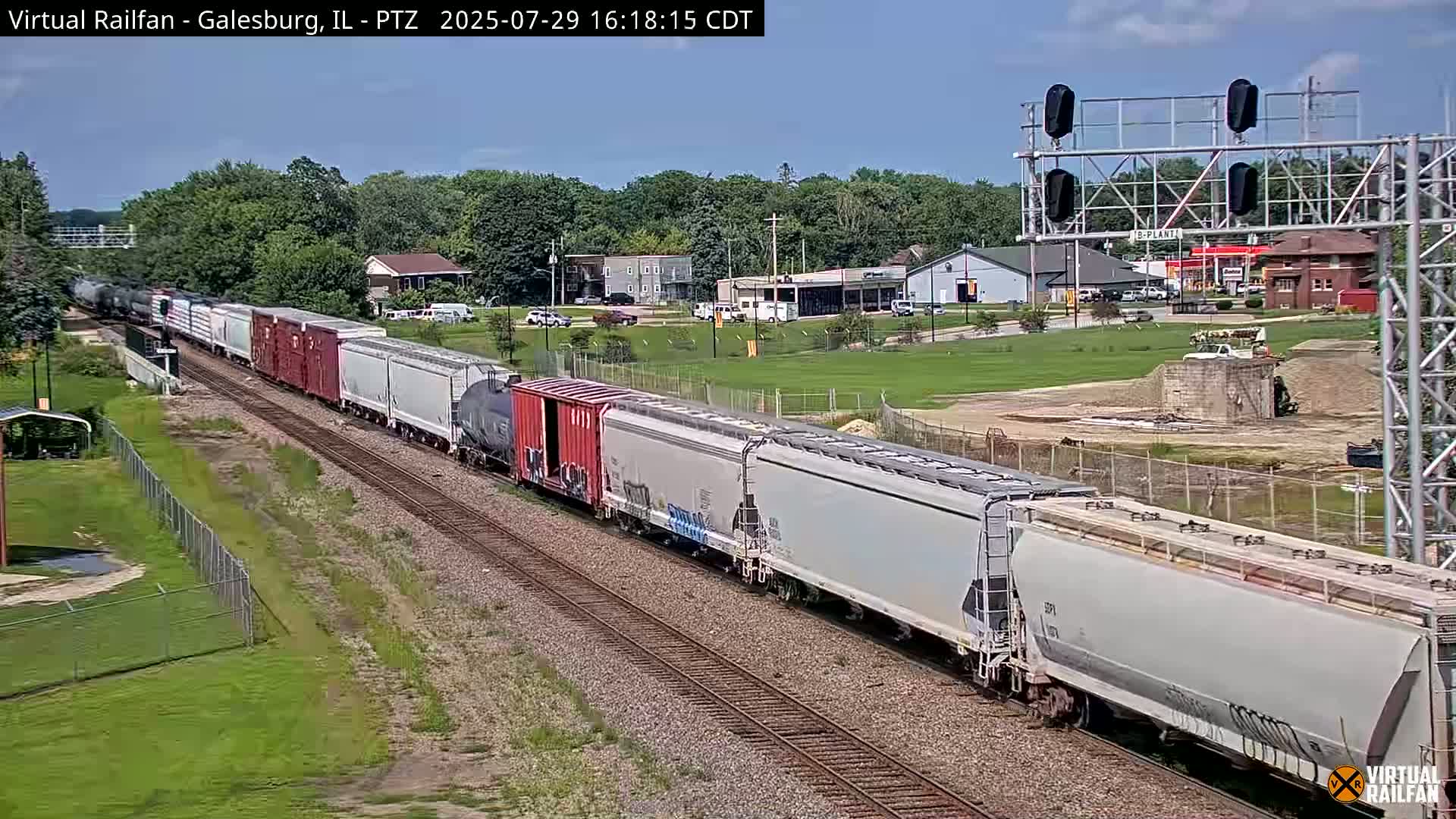 Galesburg City Skyline & Galesburg  Railway Station Railroad Crossing Junction Live Cam- Galesburg, Knox, Illinois, USA
