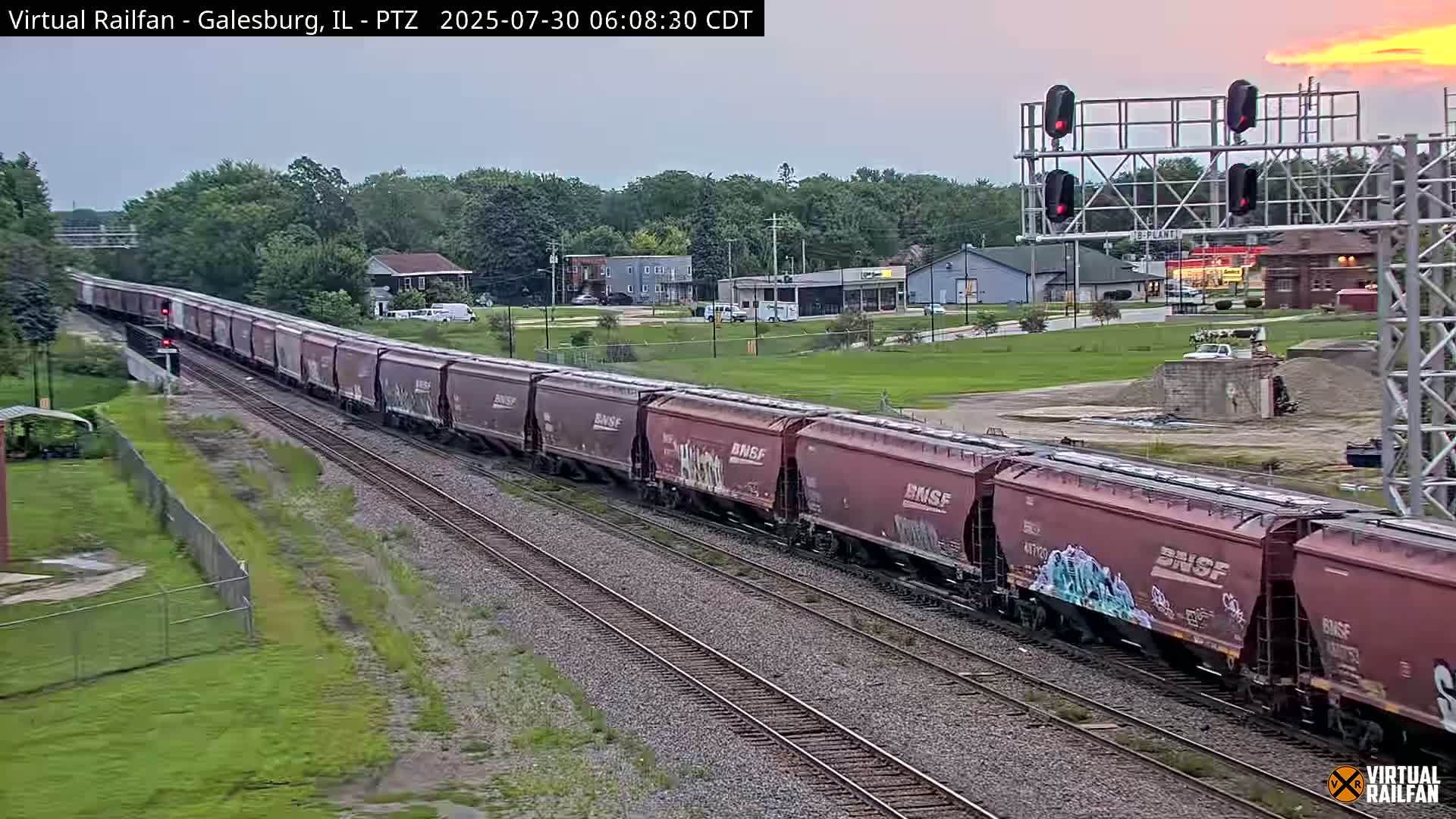 Galesburg City Skyline & Galesburg  Railway Station Railroad Crossing Junction Live Cam- Galesburg, Knox, Illinois, USA