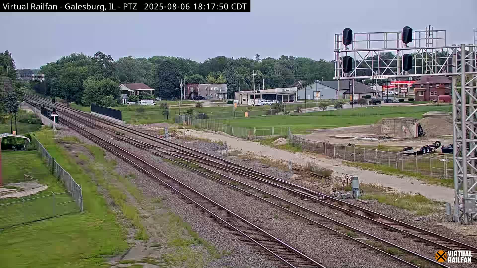Galesburg City Skyline & Galesburg  Railway Station Railroad Crossing Junction Live Cam- Galesburg, Knox, Illinois, USA