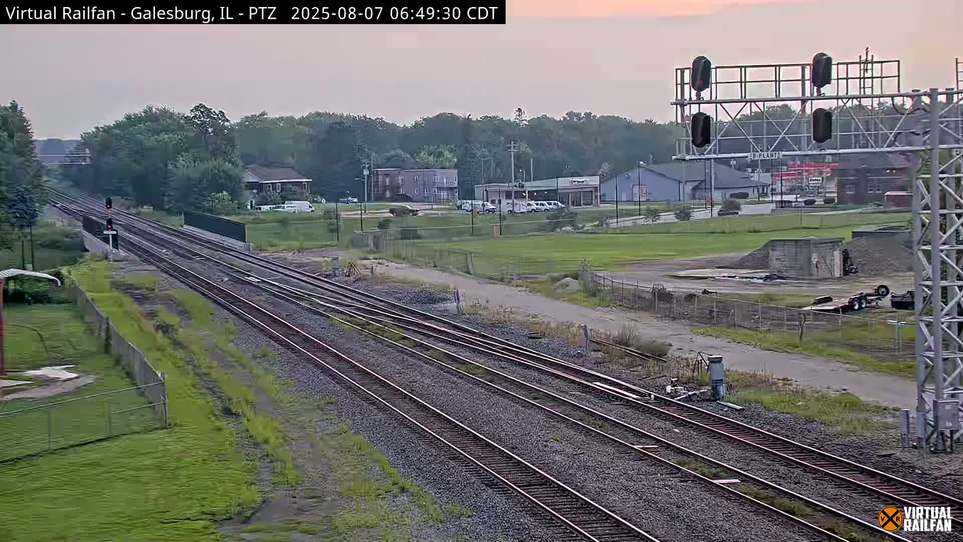 Galesburg City Skyline & Galesburg  Railway Station Railroad Crossing Junction Live Cam- Galesburg, Knox, Illinois, USA